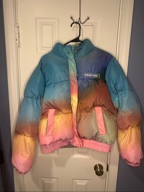 Forever 21 Multicolor Gradient Pantone Puffer Jacket